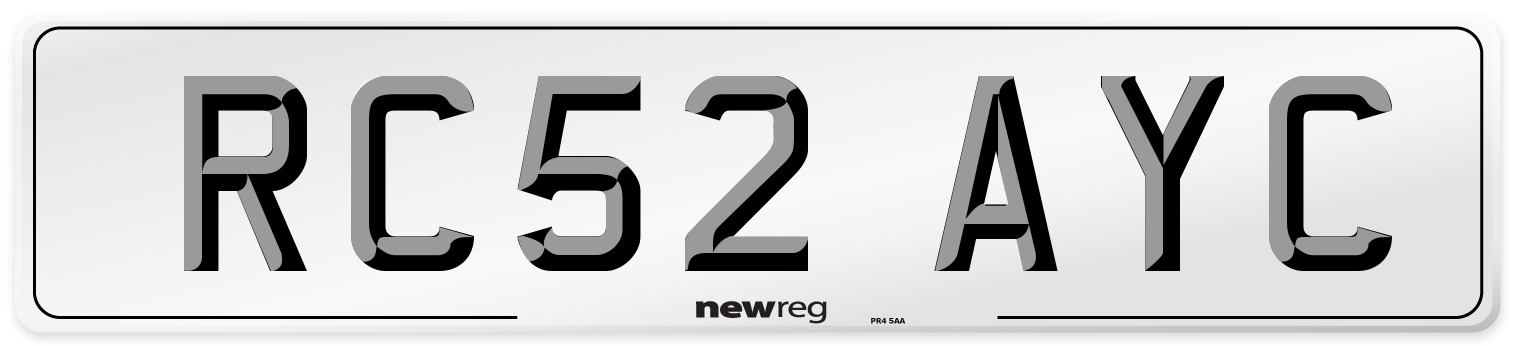 RC52 AYC Number Plate from New Reg
